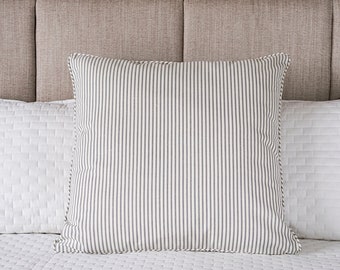 Ticking Stripe Sham Gray Euro 26 x 26