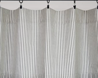 Ticking Stripe Valance Black and Cream Ticking