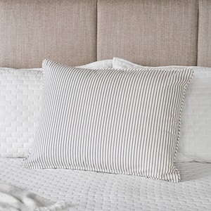 Ticking Stripe Pillow Sham - Gray Ticking Standard Euro King
