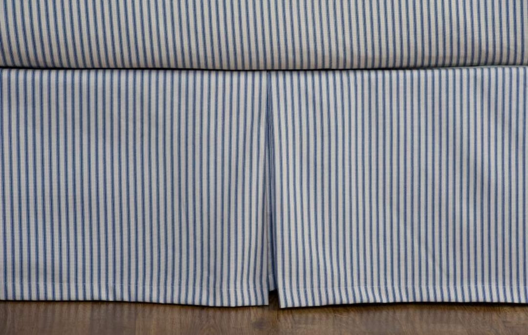 Ticking Stripe Bed Skirt Black, Brown, Grey, Navy, Red Stripe, Box ...