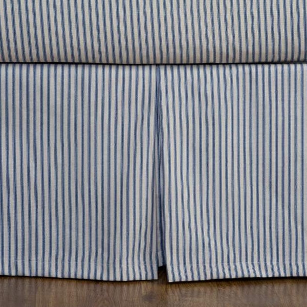 Ticking Stripe Bed Skirt - black, brown, grey, navy, red stripe, box pleat style choose drop length