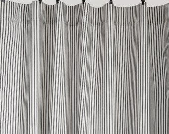 Ticking Stripe Curtain Panel: 100% Cotton, 50" Wide, Made in USA