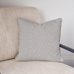 Black Ticking Stripe Throw Pillow Cover 18x18 18x18 inches