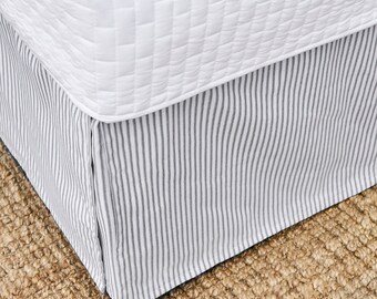 Ticking Stripe Bed Skirt - Gray Ticking Stripe Fabric