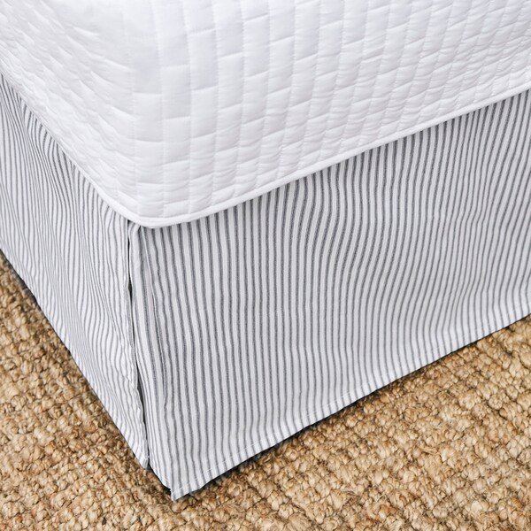 Ticking Stripe Bed Skirt - Gray Ticking Stripe Fabric