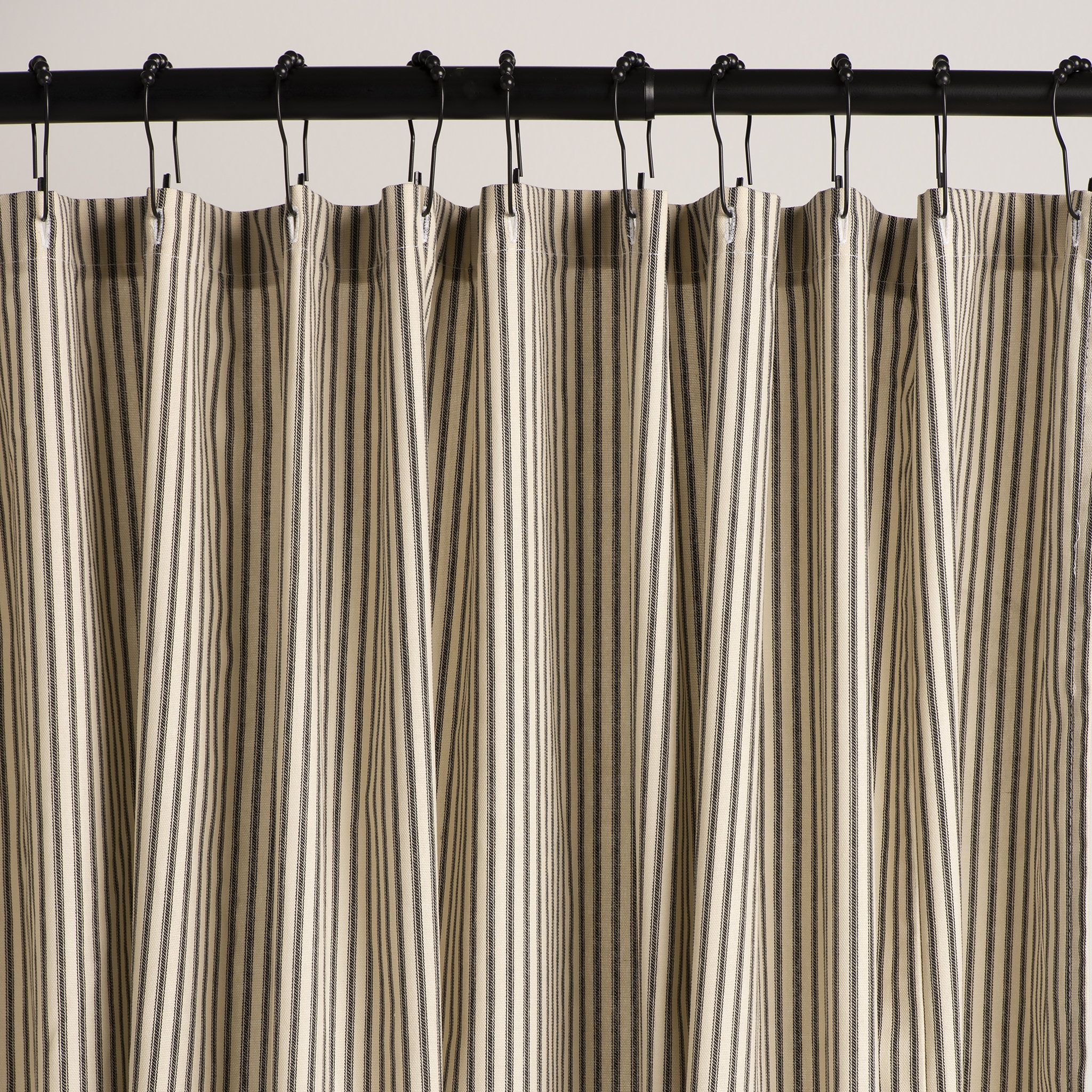 Ticking Stripe Shower Curtain Black, Brown, Grey, Navy Blue, Red  72x72 custom sizes available