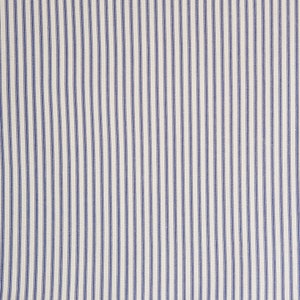 close up of navy and cream classic ticking stripe fabric