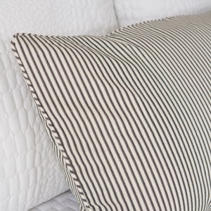 Ticking Stripe Pillow Sham - Black Ticking Standard Euro King