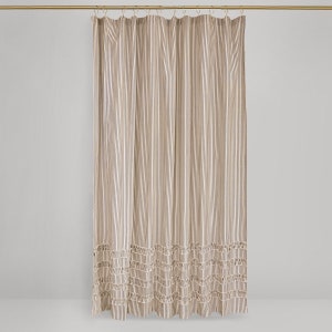 Ruffled Ticking Stripe Shower Curtain 72x72 and extra long 72x84 72 x 96 black, brown, gray, red, navy Brown