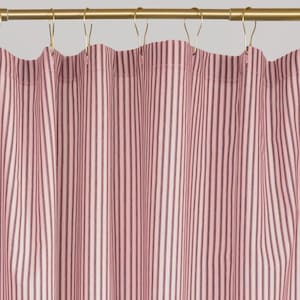 Red Ticking Stripe Shower Curtain 72x72 or extra long 72x84 and 72x96