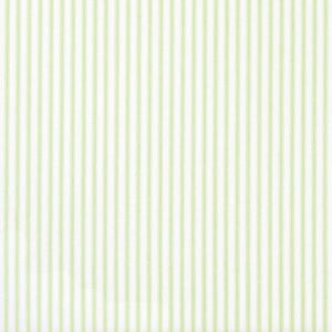 May include: A white fabric with thin green stripes. The fabric has a subtle texture.
