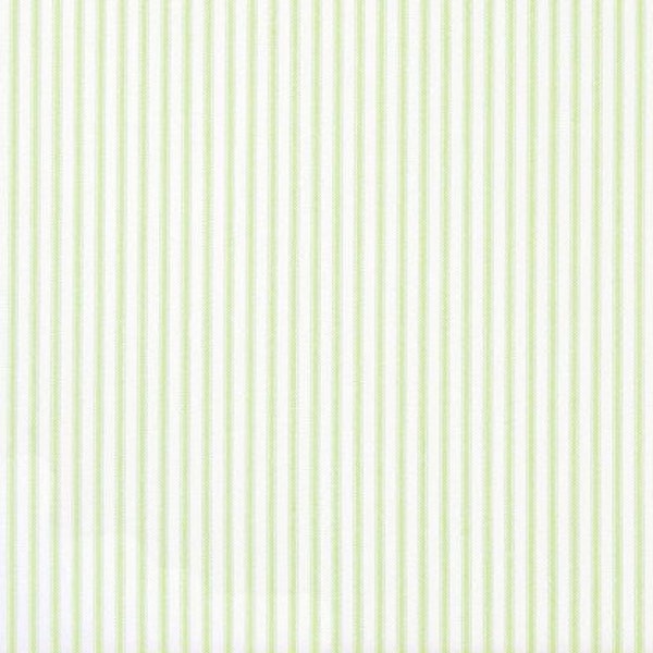 SAMPLE Kiwi Green and White Ticking Stripe Fabric Sample