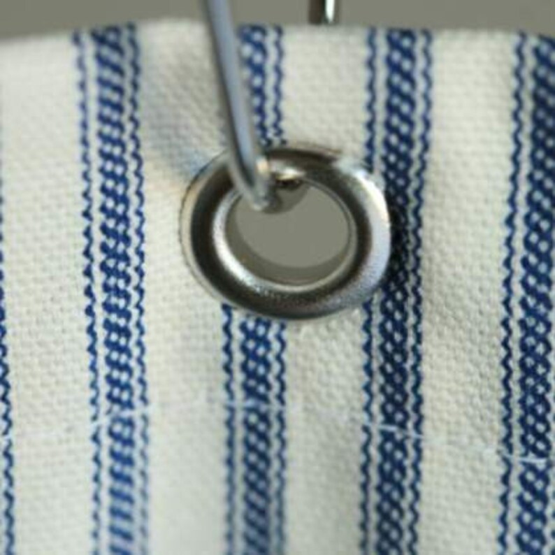 Navy Blue Ticking Stripe Shower Curtain Standard Or Extra Long Image 0