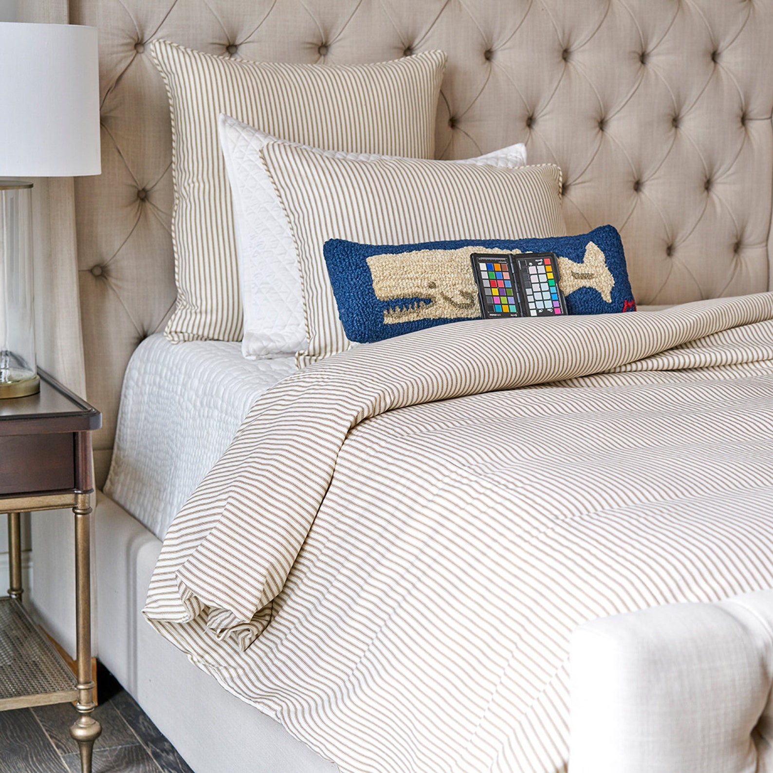 Ticking Stripe Duvet Cover Navy Blue, Black, Grey, Brown, Red, Twin