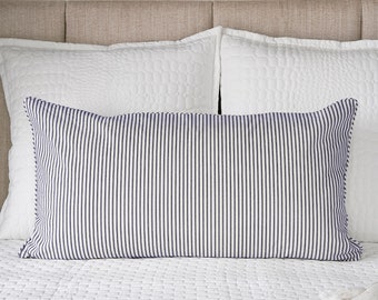 Ticking Stripe Sham Blue King Size 20 x 36