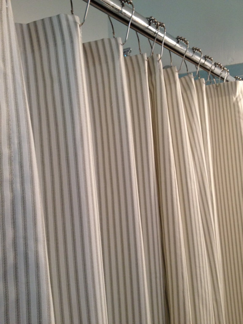 Gray Ticking Stripe Fabric Shower Curtain 72x84 Reserved Etsy