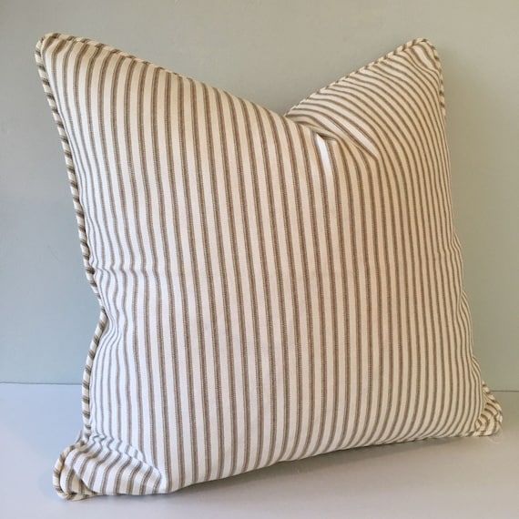 Ticking Stripe Throw Pillow Cover 18x18 Ticking Stripe Throw Pillow Cover 18x18