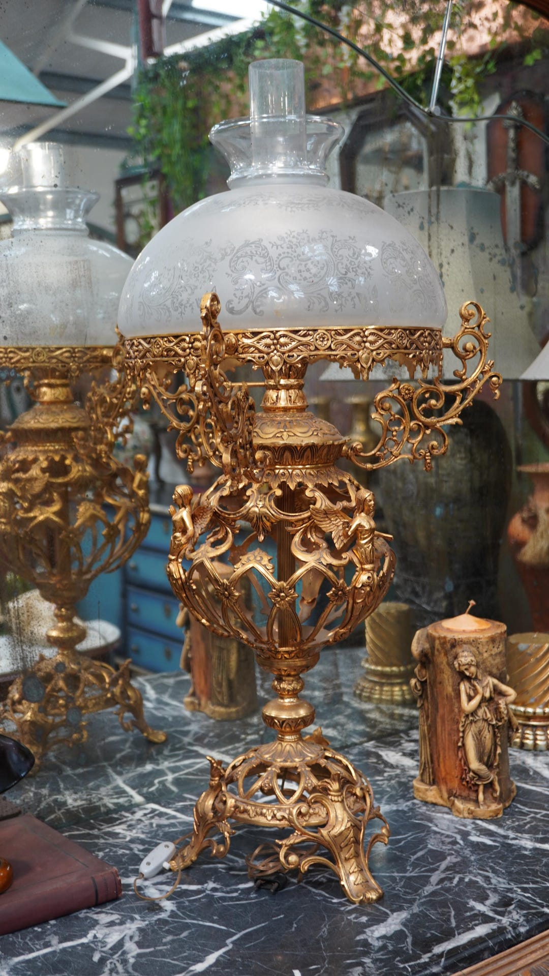 Ornate Antique Metal Lamp - Etsy
