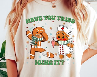 Kerstverpleegster T-shirt, grappige verpleegster sweater, kerstverpleegster, grappige hoodie, peperkoek T-shirt, kersttrui