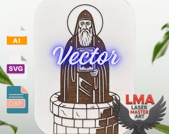 Sveti Alimpije | Icône vectorielle Saint Alypius - Fichier de découpe laser orthodoxe (SVG DXF AI)