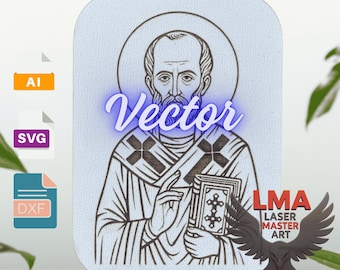 Saint Nicholas Icon SVG Vector File | Orthodox Christian Laser Cut DXF AI