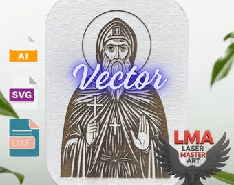 Ikona wektorowa Świętego Prohora Pcinjskiego | Wycinana laserowo, grawerowana, SVG, DXF, AI