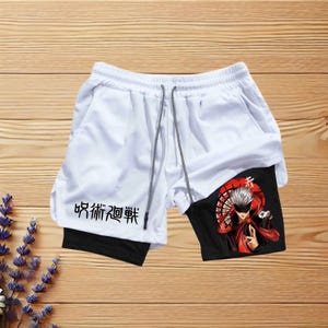 Anime-Inspired 2 in 1 Compression Shorts for Men – Quick-Dry Gym Shorts with Pockets – Unique Workout Apparel