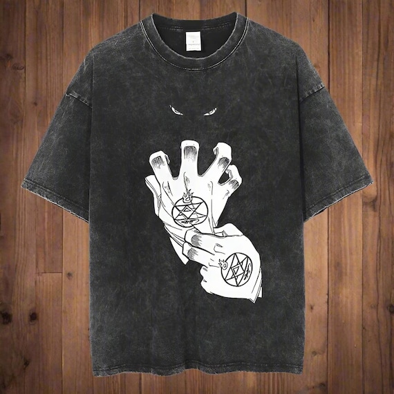 Vintage Full Metal FMA Anime T-Shirt - Black Cotton Short Sleeved Streetwear for Men And Women, Summer Oversized Casual Tee