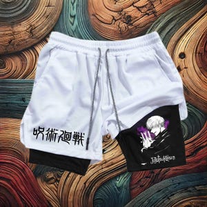 Anime-Inspired 2 in 1 Compression Shorts for Men – Quick-Dry Gym Shorts with Side Pockets – Athletic Workout Apparel