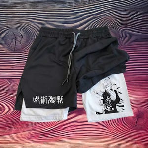 Anime-Inspired 2 in 1 Compression Shorts for Men – Quick-Dry Athletic Shorts with Pockets – Casual Fitness Apparel, Anime Love