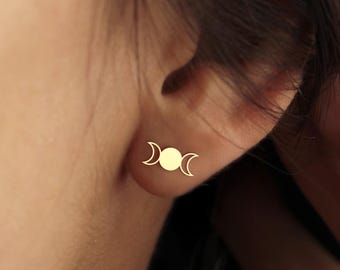 Triple Goddess Earrings, Triple Moon Earrings, 3 Moon Earrings, Moon Phase Earrings, Moon Choker Earrings, Wiccan jewelry, Pagan Earrings