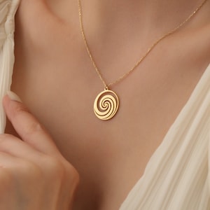 Spiral Necklace, Minimalist Gold Spiral Necklace, Gold Spiral Pendant Necklace, Swirl Infinity Spiral Necklace, Swirling Hypnotic Necklace