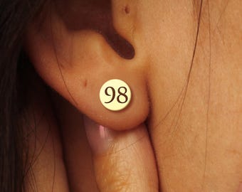 Personalized Number Earrings | 18K Gold Custom Lucky Number Studs | Minimalist Tiny Earrings Gift for Her | Dainty Everyday Jewelry