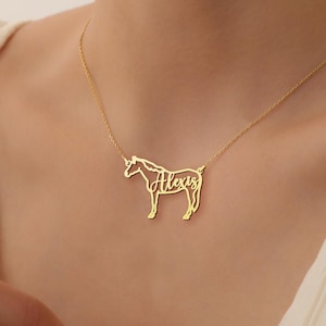 Horse Necklace for Woman, Personalized Gold Horse Name Necklace, Horse Memorial Necklace, Elegant Silver Horse Jewelry, Gift for Horse Mom