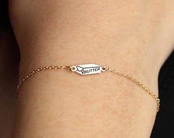 Butter Bracelet, Dainty Everyday Bracelet, Funny Minimalist Jewelry Gift, Simple Bracelet for Food Chef, Food Lover Gift