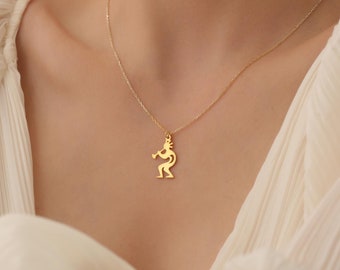 Kokopelli Charm Necklace, Dainty Kokopelli Necklace, Kokopelli jewelry flute player gift, Fertility Necklace, Native American Symbol Jewelry