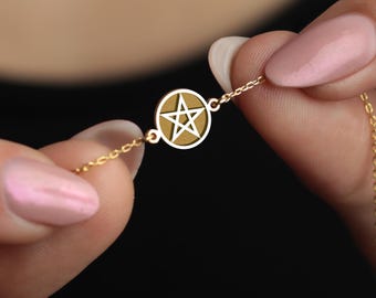 Pentagram Bracelet: Wiccan Symbol Jewelry, Spiritual Protection Bracelet, Gothic Jewelry