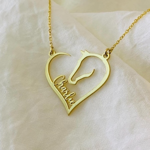 Horse Necklace, Horse Name Necklace, Horse Memorial Necklace, Equine Necklace, Dainty Horse Necklace, Gift for Horse Mom, Horse Rider Gift