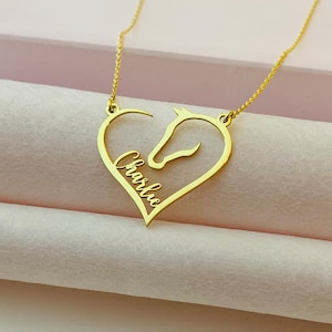 Horse Necklace, Horse Name Necklace, Horse Memorial Necklace, Equestrian Love Necklace, Dainty Horse Jewelry, Cowgirl Covboy Rodeo Gifts