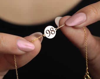 Custom Number Bracelet | Personalized Engraved Lucky Number Jewelry | Personalized Jewelry Gift | Minimalist Stackable Bracelet