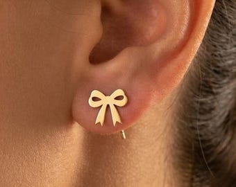 Bow Stud Earrings, Cute Ribbon Earrings, Coquette Jewelry, Minimalist Bow Studs, Dainty Feminine Earrings, Gift For Her