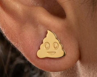 Poop Emoji Earrings, Poop Jewelry, Funny Emoji Studs, Quirky Minimalist Jewelry, Cute Gag Gift For Best Friend, Humorous Earrings