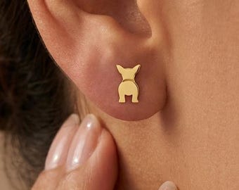 Chihuahua Dog Earrings, Dainty Chihuahua Jewelry, Cute Dog Stud Earrings, Minimalist Chihuahua Earrings, Gift for Dog Mom