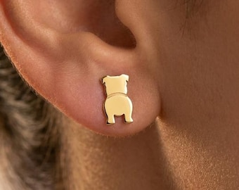 English Bulldog Earrings, Cute Dog Stud Earrings, Minimalist Dog Studs, Cute Puppy Earring Gift for Dog Mom