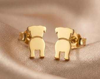 Boxer Dog Earrings, Tiny Boxer Earrings, Minimalist Dog Studs, Cute Pet Lover Gift for Dog Mom
