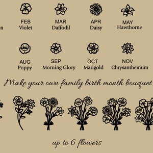 Personalized Multiple Birth Flower Necklace: Birth Month Flower Family Bouquet Jewelry bild 3