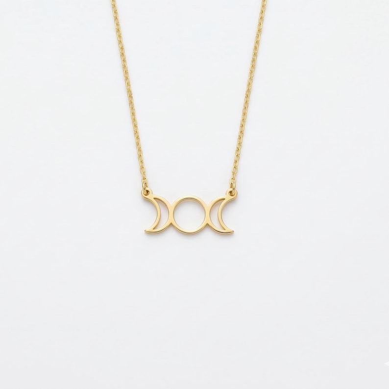 Moon Necklace, Triple Moon Goddess Necklace, Moon Phase Necklace, Witchy Jewelry, Goddess Choker image 1