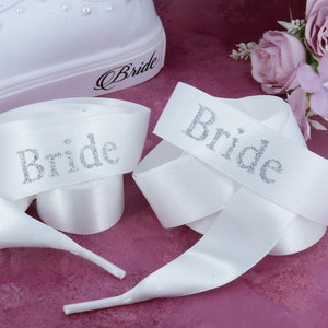 Bride Trainer Laces, Wedding Ribbon Shoe Laces for Bride,  Wedding Converse Ribbon Laces, Bride Gift.