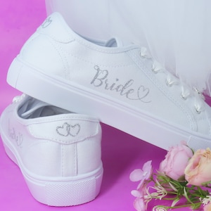 Unique Brides Glitter Print White Wedding Trainers, Custom Wedding Sneakers, Wide Fit Option, Wedding Trainers, Vegan Shoes