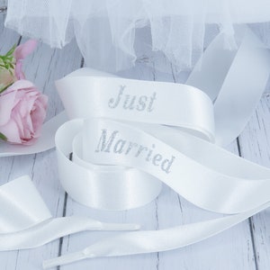 Just Married Wedding Ribbon Shoe Laces for Bride, Bride Trainer Laces.